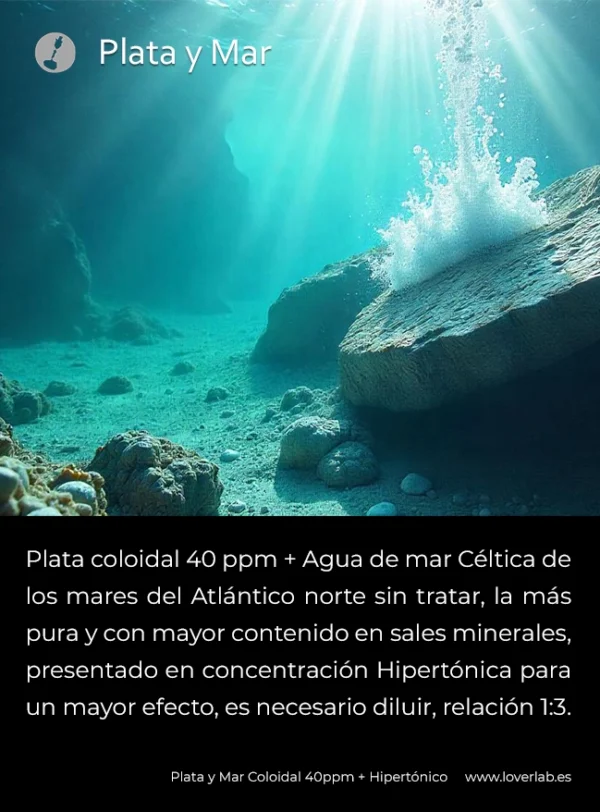 Plata y Mar 500ml, Coloidal 40ppm + Hipertónico - Imagen 2